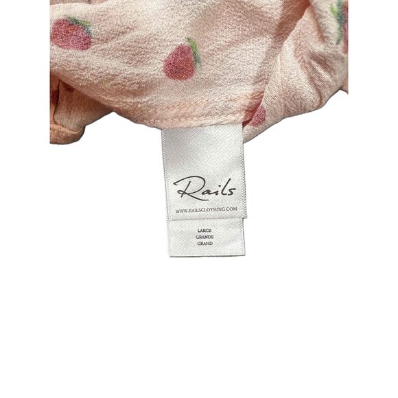 Rails Pink Strawberry Print Long Sleeve Button Up Womens Shirt Size Large - Picture 2 of 11